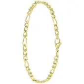 Lucardi Heren Goldplated armband met figaroschakel - Staal - Armband - Vaderdag Cadeautje - 21 cm - Goudkleurig