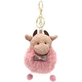 Dielay Sleutelhanger Koe met Strik - 10x6 cm - Roze