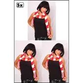 Themaparty 5x Sjawl gebreid rood wit 19 x 160 cm