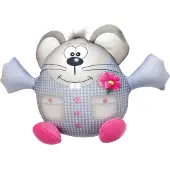 Bino Knuffelmuis Junior 23 Cm Polyester Grijs/lichtblauw/roze