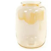 Housevitamin - Ronde Glazen Bloemenvaas / Vaas - Ø18 cm - Hoogte 25 cm - Beige