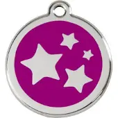 Red Dingo Star Purple roestvrijstalen hondenpenning large/groot dia. 3,8 cm
