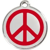 Red Dingo Peace Red roestvrijstalen hondenpenning large/groot dia. 3,8 cm