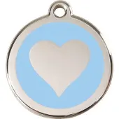 Red Dingo Heart Light Blue roestvrijstalen hondenpenning large/groot dia. 3,8 cm