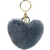 Dielay Sleutelhanger Fluffy Hart - 10 cm - Grijs -