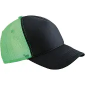Myrtle beach Volwassenen Unisex 5 Panel Retro Mesh Cap (Zwart/Neon Groen)