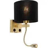QAZQA Art deco wandlamp goud met USB en zwarte kap - Brescia