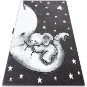 Rugsx Tapijt PETIT TRUMPET slurf olifant OLIFANTJE Sterretje grijskleuring 140x190 cm