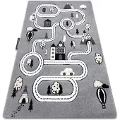 Rugsx Tapijt PETIT TOWN STAD STRAAT grijskleuring 80x150 cm