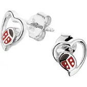 Trendjuwelier huiscollectie TFT Oorknoppen Hart Lieveheersbeestje Zilver Gerhodineerd Glanzend 7.5 mm x 7.5 mm