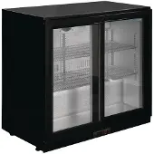 Polar Barkoeler | Zwart | 2 Glazen Schuifdeuren | 198L | 85(h)x90x52 cm (Lager dan 90 cm)
