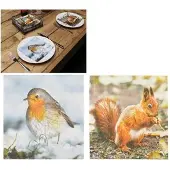 Esschert Design - Roodborstje - Eekhoorn - Papieren lunch servetten 33x33 Cm 20 Servetten