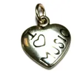 Aim Zilveren hanger hart 'I Love Music'