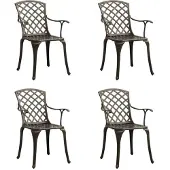 vidaXL Tuinstoelen 4 st gietaluminium bronskleurig