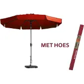 Madison parasol Flores Brick Red 300 cm met hoes | Topkwaliteit kantelbare en ronde parasol | 100% polyester doek