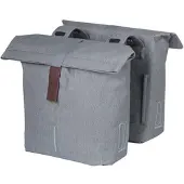 Basil City - Dubbele Fietstas - 32 liter - Waterafstotend - Reflectiedetails - Grijs Melee