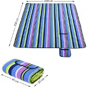 Detex Picknickkleed 200x200cm XXL Waterdicht Geïsoleerd Opvouwbaar Strepen