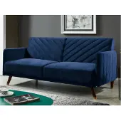 Vente-unique Driezitsbedbank van fluweel JORIS - Blauw