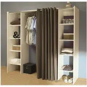 Symbiosis Kledingkast Spike 112/185cm met gordijn - wit/taupe