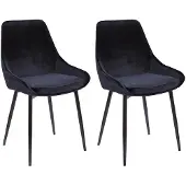 Vente-unique Set van 2 stoelen MASURIE - Fluweel - Zwart