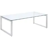 Vente-unique Salontafel FREYA - Gehard glas en gechroomd metaal