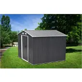 Vente-unique Tuinhuis van grijs gegalvaniseerd staal MANSO - 6,6m?