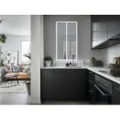 Vente-Unique.nl Glazen binnenraam BAYVIEW in aluminium met witte poedercoating - 60x105 cm