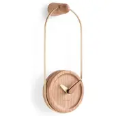 Nomon Micro Eslabon Wandlamp Micro Eslabon G | Ring in polished brass, oak finished box, oak finished and polished brass hands