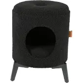 D & D kattenhuis zwart - 35 x 35 x 48 cm - synthetische schapenvacht