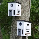 Wildlife Garden Multiholk Vogelhuis / Vogelhuisje Funkis - Tuinaccessoires Hout White - WG108