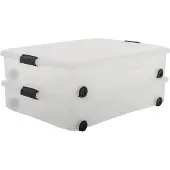 Iris Clearbox Opbergbox - onder-het-bed - 50L - Transparant - Met Wielen - Set van 2