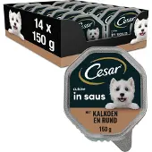 Cesar Hondenvoer - Cuisine - Kalkoen & Rund in Saus - Kuipjes 14x150g