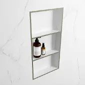 Mondiaz easy nis 59,5x29,5 cm in solid surface kleur army | talc. 3 vakken geschikt voor in- of opbouw
