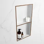 Mondiaz easy nis 59,5x29,5 cm in solid surface kleur rust | talc. 2 vakken geschikt voor in- of opbouw