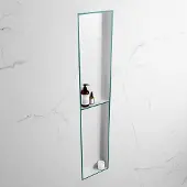 Mondiaz easy nis 89,5x29,5 cm in solid surface kleur smag | talc. 2 vakken geschikt voor in- of opbouw