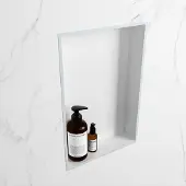 Mondiaz easy nis 44,5x29,5 cm in solid surface kleur clay | talc. 1 vak geschikt voor in- of opbouw