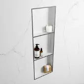Mondiaz easy nis 89,5x29,5 cm in solid surface kleur darkgrey | talc. 3 vakken geschikt voor in- of opbouw