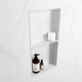 Mondiaz easy nis 59,5x29,5 cm in solid surface kleur clay | talc. 2 vakken geschikt voor in- of opbouw