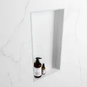 Mondiaz easy nis 59,5x29,5 cm in solid surface kleur clay | talc. 1 vak geschikt voor in- of opbouw