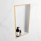 Mondiaz easy nis 59,5x29,5 cm in solid surface kleur ocher | talc. 1 vak geschikt voor in- of opbouw