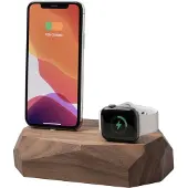 Oakywood Combi Dock - Massief Walnoot Hout - compatible met Apple iPhone en Apple Watch (Lightning)