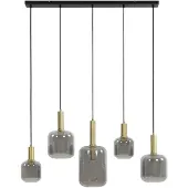 Light & Living Eettafel Hanglamp Lekar 5x E27 Messing Met Smoke Glas