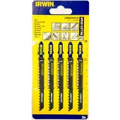 Irwin lot de 5 lames de scie sauteuse coupe bois - t144dp - 6 tpii - 100 mm