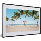 PosterMonkey Fotolijst incl. Poster - Palmboom - Strand - Zomer - 60x40 cm - Posterlijst