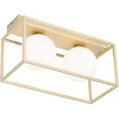 QAZQA Design plafondlamp goud met wit glas 2-lichts - Aniek