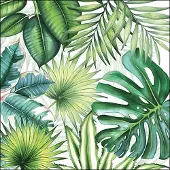 Ambiente Servet 33cm Tropical Leaves Groen groen Papier Decoratief