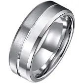 TJ Tom Jaxon Tom Jaxon wolfraam Ring Groef Mat en Glans Zilverkleurig-19mm