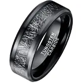 Mendes heren ring Wolfraamcarbide zwart Vermiculiet Inlay-17mm