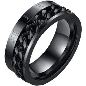Mendes heren ring Cuban Link Roman Numeral Black-21.5mm
