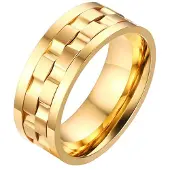 Mendes Jewelry heren ring Verguld Edelstaal Tandwiel-19mm